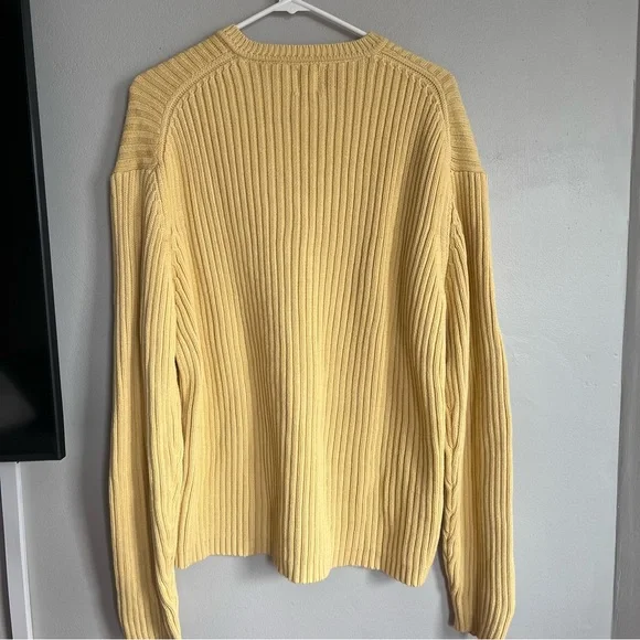 Vintage‎ Y2K Gap Vneck Ribbed Chunky Knit Sweater Butter Yellow Cotton XL - Picture 4 of 4